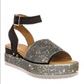 Sarah Express Rhinestone Platform Sandals for Women Black