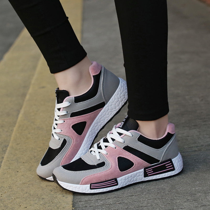 Sarah Express Women's Breathable Lace-Up Platform Sneakers Pink