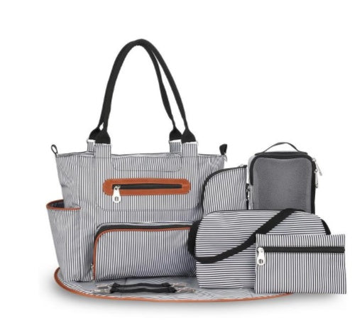 Sarah Express Large Capacity Multi-Piece Diaper Tote Bag Black