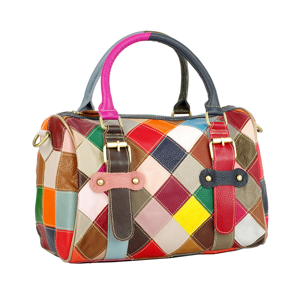 Sarah Express Patchwork Leather Messenger Bag Multicolor