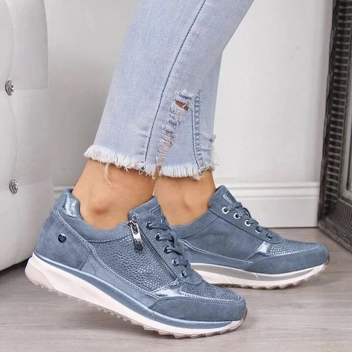 Sarah Express Rhinestone Platform Sponge Cake Sneakers