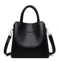 Sarah Express Structured Litchi Pattern Messenger Handbag Black