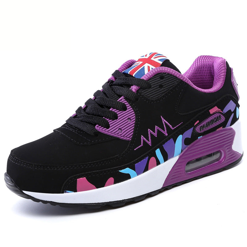 Sarah Express Women's Patterned Casual Lace-Up Sneakers Purple Leather