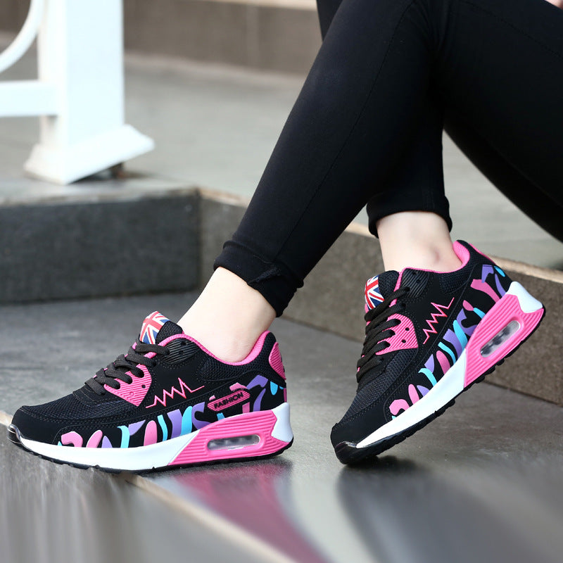 Sarah Express Women's Patterned Casual Lace-Up Sneakers