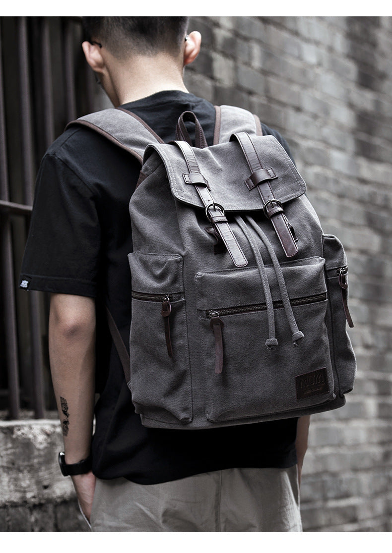 Sarah Express Retro Canvas Backpack for Daily Travel Grey