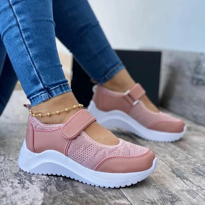 Sarah Express Breathable Mesh Platform Velcro Sneakers