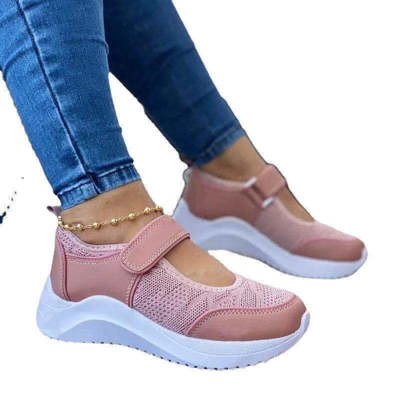 Sarah Express Breathable Mesh Platform Velcro Sneakers