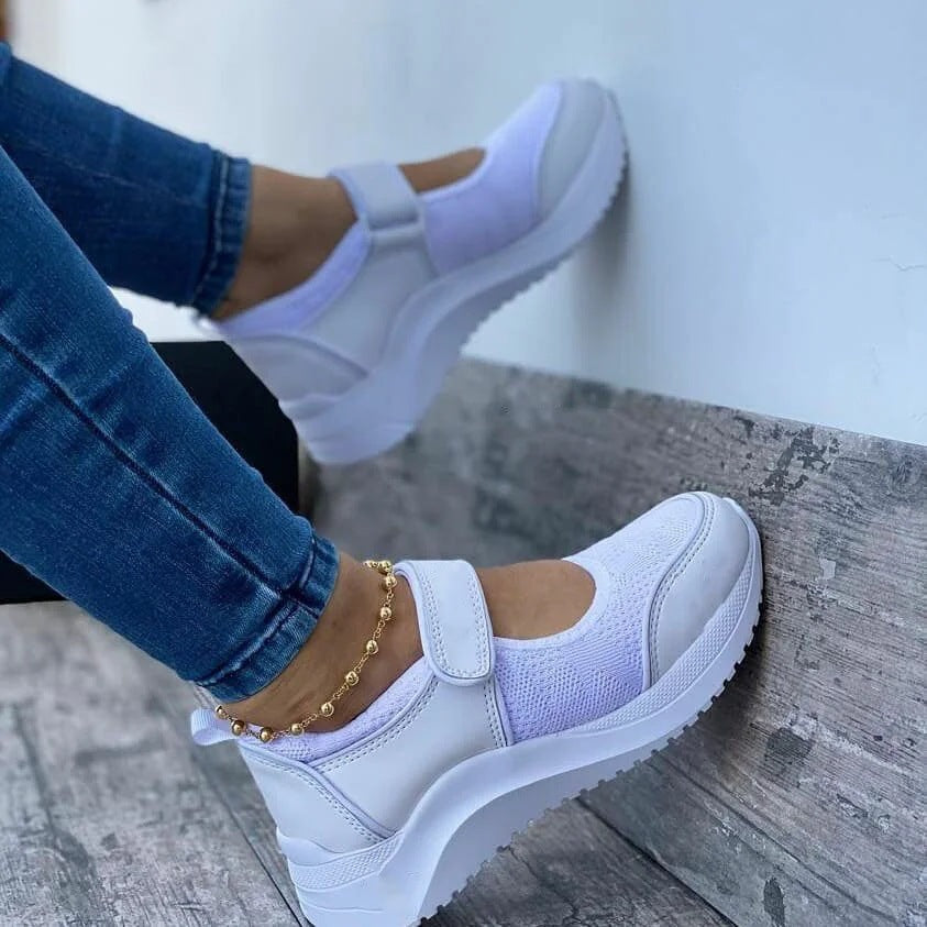 Sarah Express Breathable Mesh Platform Velcro Sneakers