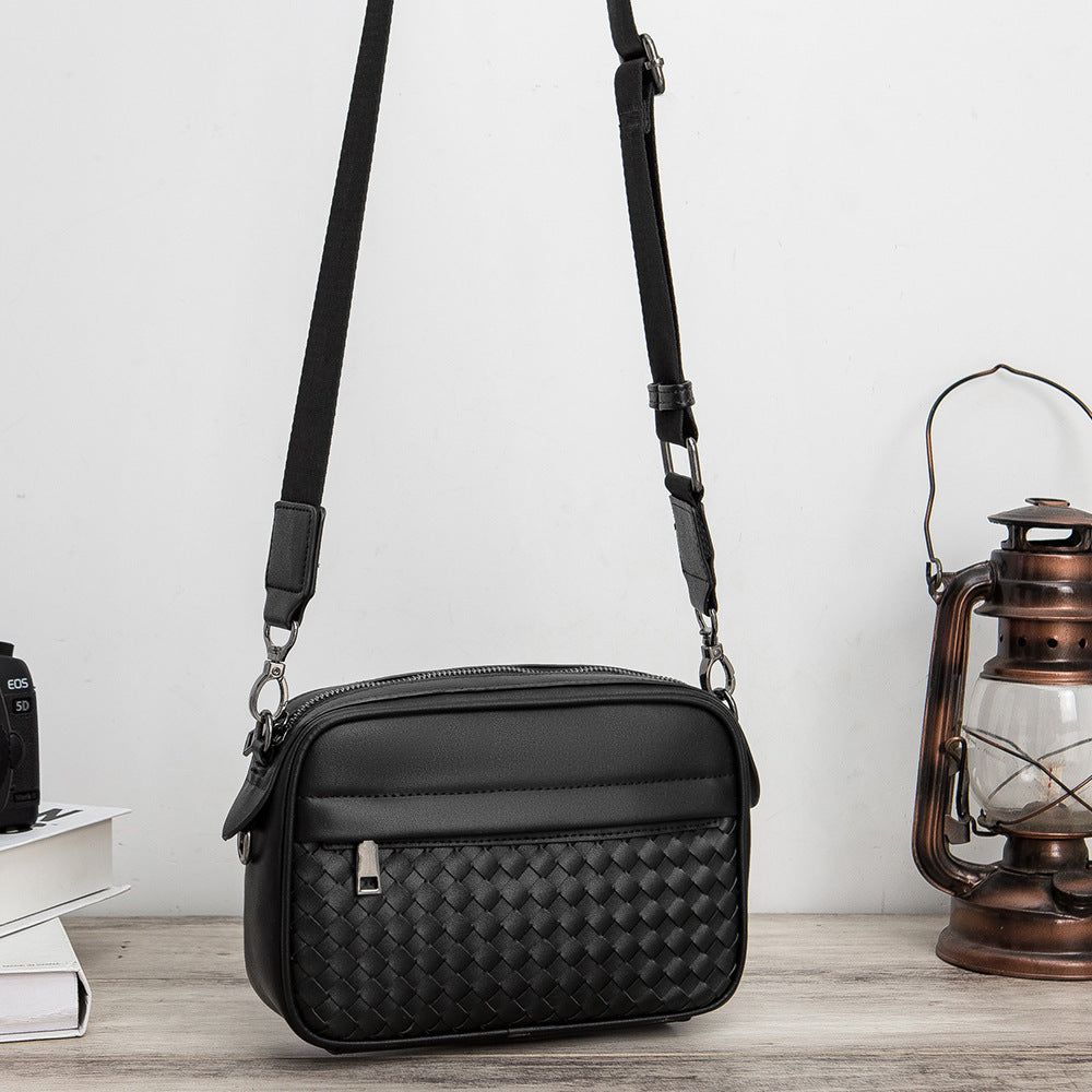 Sarah Express Woven Texture Men's Small Shoulder Bag Black