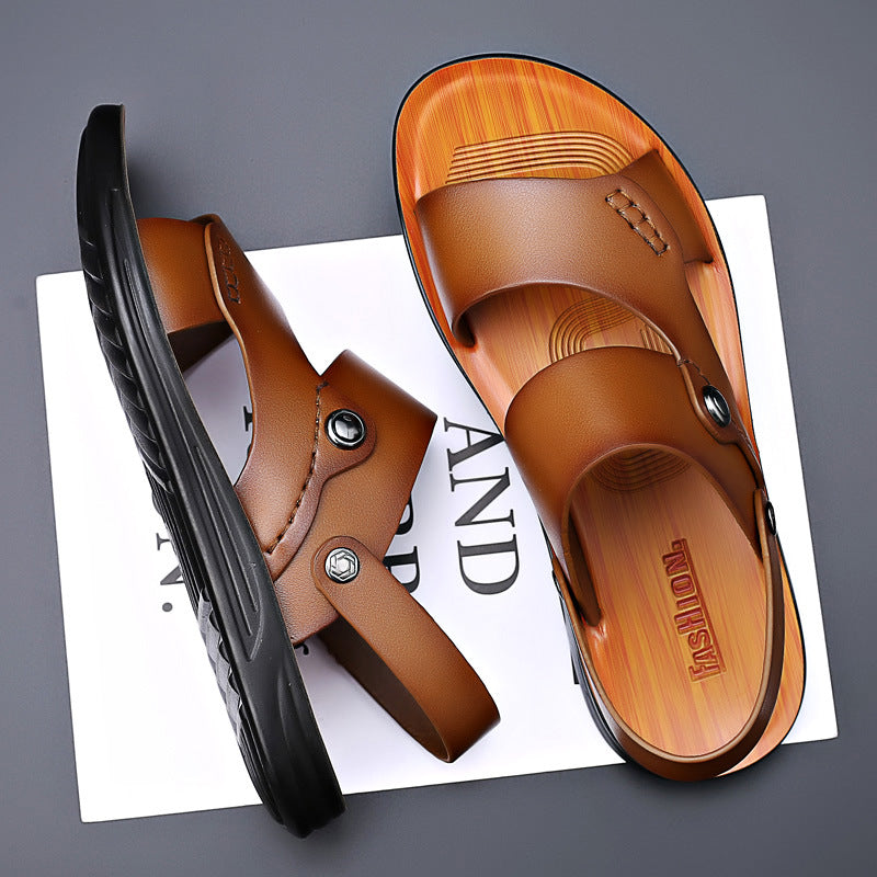 Sarah Express Dual-Strap Leather Driving Sandals