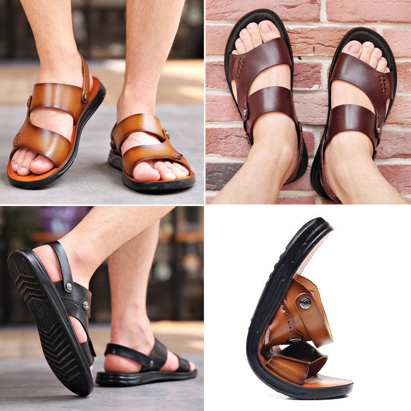 Sarah Express Dual-Strap Leather Driving Sandals