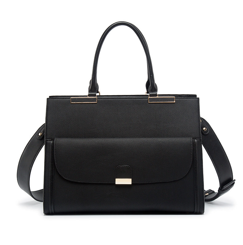 Sarah Express Structured Laptop Bag with Shoulder Strap Black