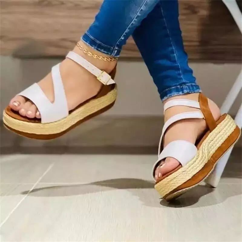 Sarah Express Women's Hollow Cutout Platform Roman Sandals