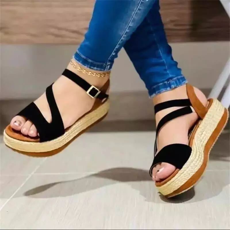 Sarah Express Women's Hollow Cutout Platform Roman Sandals