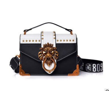 Sarah Express Lion Head Rivet Structured Handbag Black