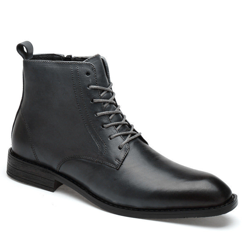 Sarah Express Men's Pointed Toe Leather Martin Boots