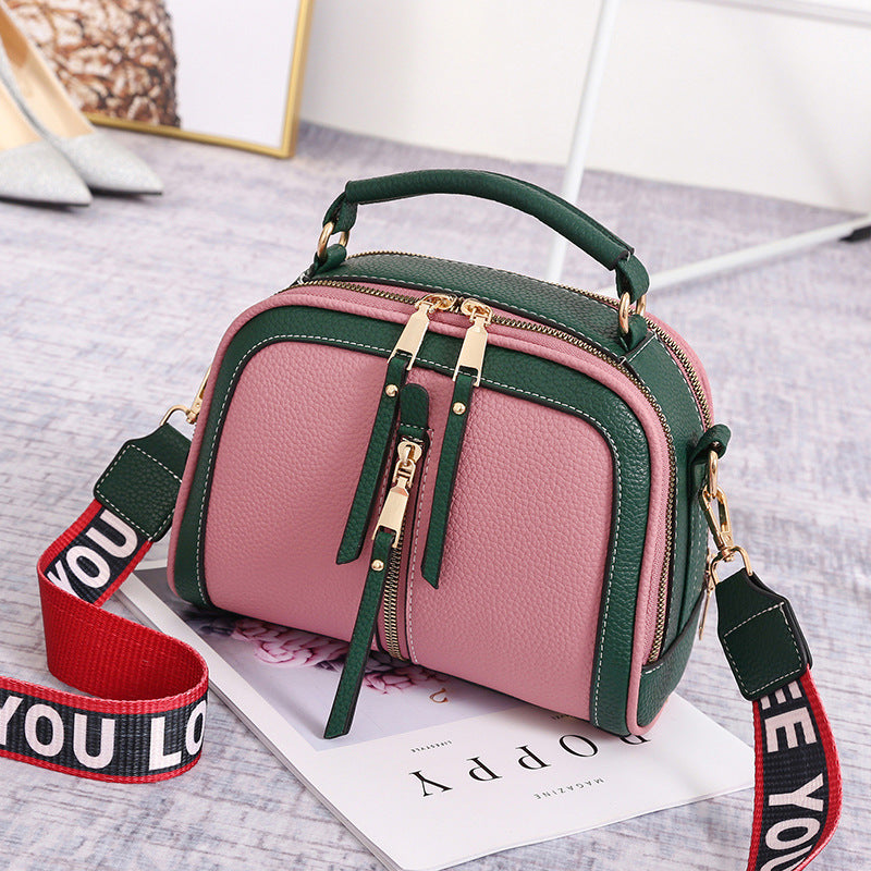 Sarah Express Small Square Shoulder Bag Contrast Detail Rubber powder
