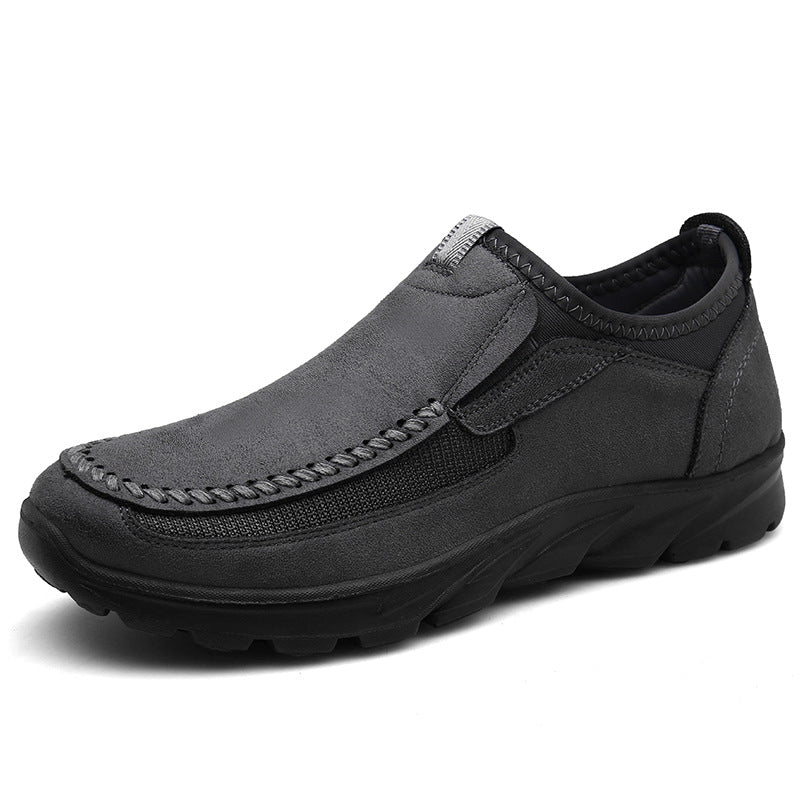 Sarah Express Men's Casual Slip-On Leather Shoes Grey