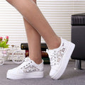 Sarah Express Women's Breathable Canvas Lace-Up Sneakers White