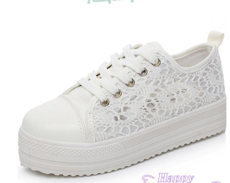 Sarah Express Women's Breathable Canvas Lace-Up Sneakers