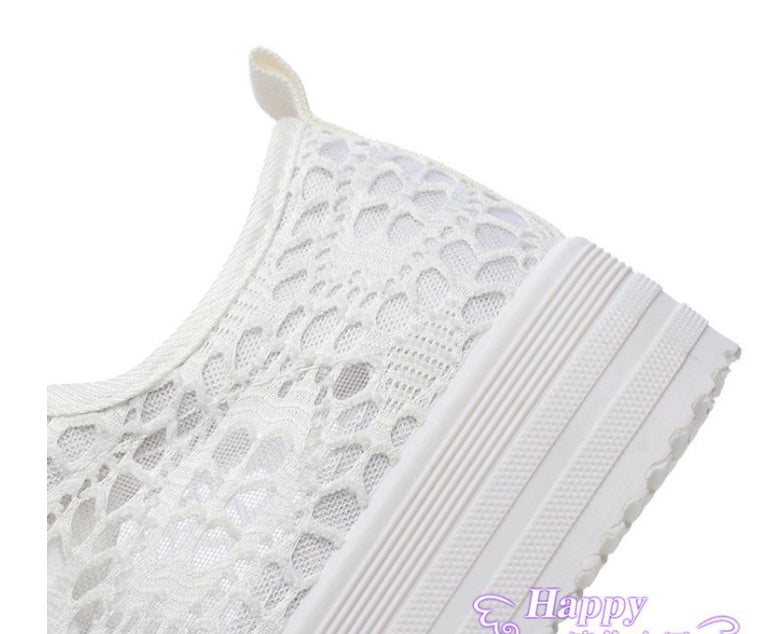 Sarah Express Women's Breathable Canvas Lace-Up Sneakers