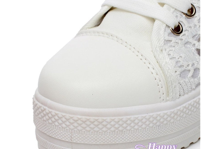 Sarah Express Women's Breathable Canvas Lace-Up Sneakers
