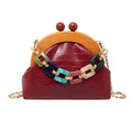 Sarah Express Shell Clutch with Diamond Detail Chain Red