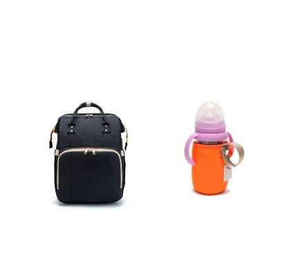 Sarah Express 3-in-1 Convertible Baby Diaper Travel Backpack Black A and orange