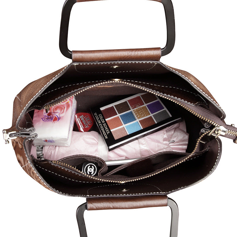 Sarah Express Embossed Leather Doctor Bag Handbag