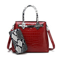 Sarah Express Structured Croc-Embossed Handbag with Snake-Print Handles Red Two piece suit