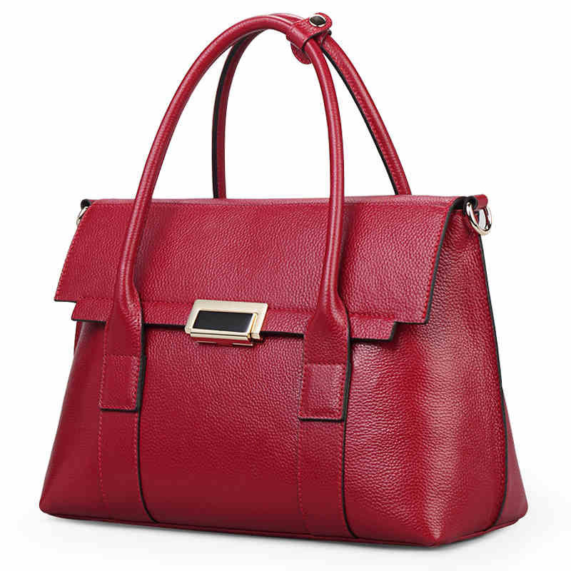 Sarah Express Structured Leather Messenger Shoulder Bag Red