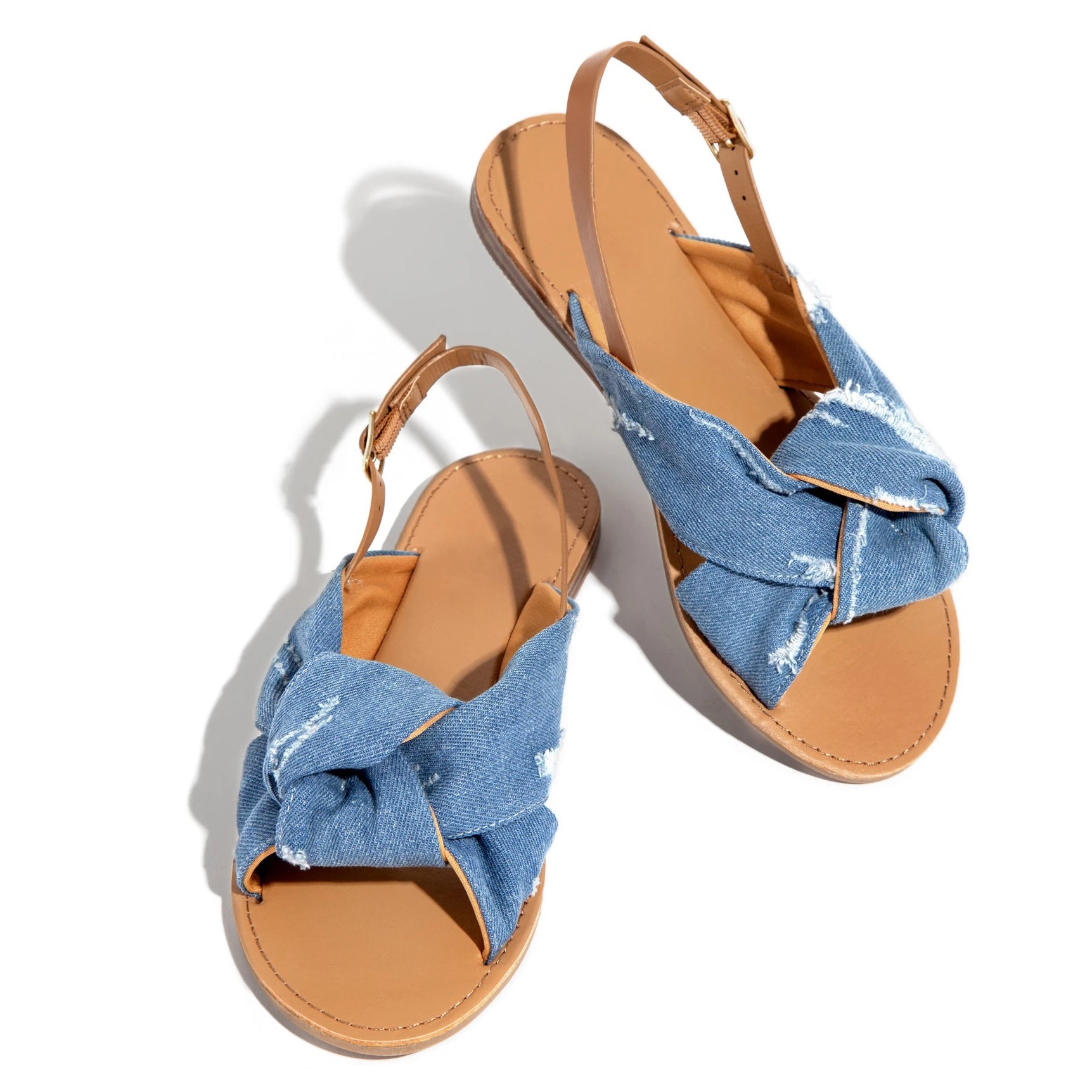 Sarah Express Women's Denim Open-Toe Flat Sandals