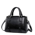 Sarah Express Structured Leather Shoulder Bag With Zipper Black