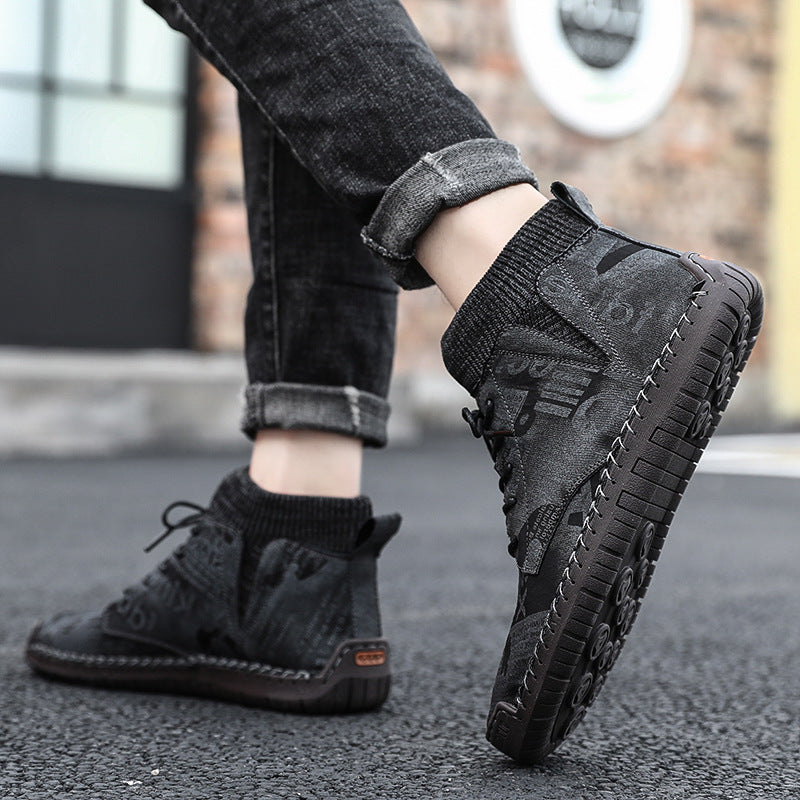 Sarah Express High-Top Cotton-Padded Patterned Casual Sneakers