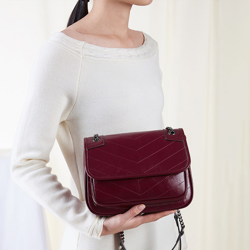 Sarah Express Quilted Cowhide Small Square Messenger Bag