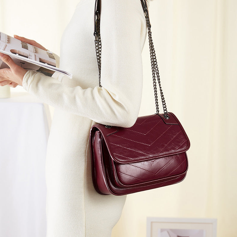 Sarah Express Quilted Cowhide Small Square Messenger Bag