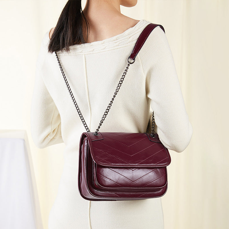 Sarah Express Quilted Cowhide Small Square Messenger Bag