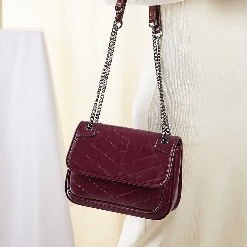 Sarah Express Quilted Cowhide Small Square Messenger Bag