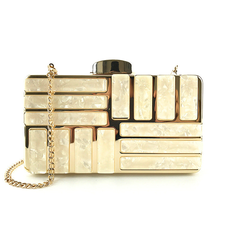 Sarah Express Acrylic Geometric Hard Case Clutch Bag Gold