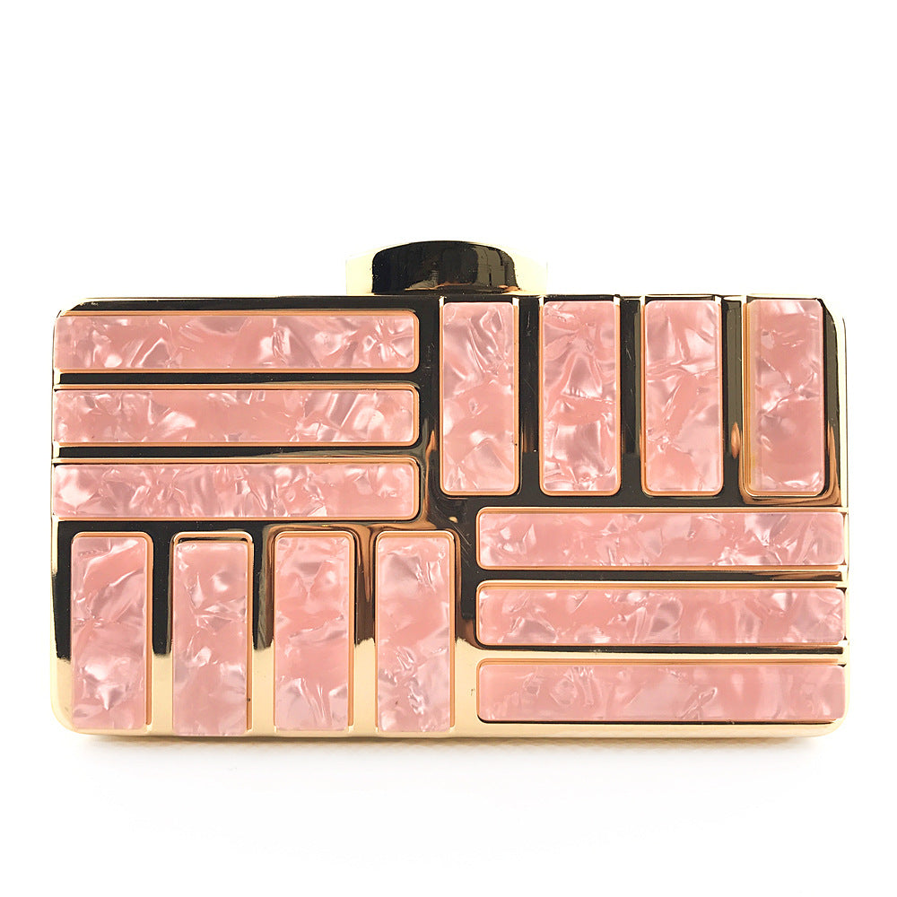 Sarah Express Acrylic Geometric Hard Case Clutch Bag Pink