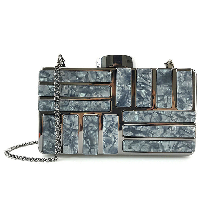 Sarah Express Acrylic Geometric Hard Case Clutch Bag Black