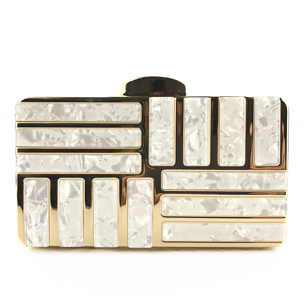 Sarah Express Acrylic Geometric Hard Case Clutch Bag White