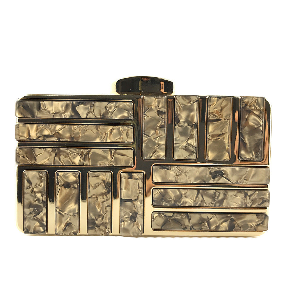 Sarah Express Acrylic Geometric Hard Case Clutch Bag Coffee