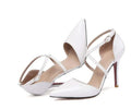 Sarah Express Pointed Toe Ankle Strap Stiletto Heels White
