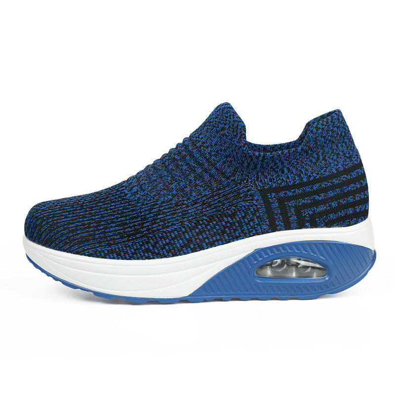 Sarah Express Women's Flying Woven Slip-on Walking Sneakers Blue