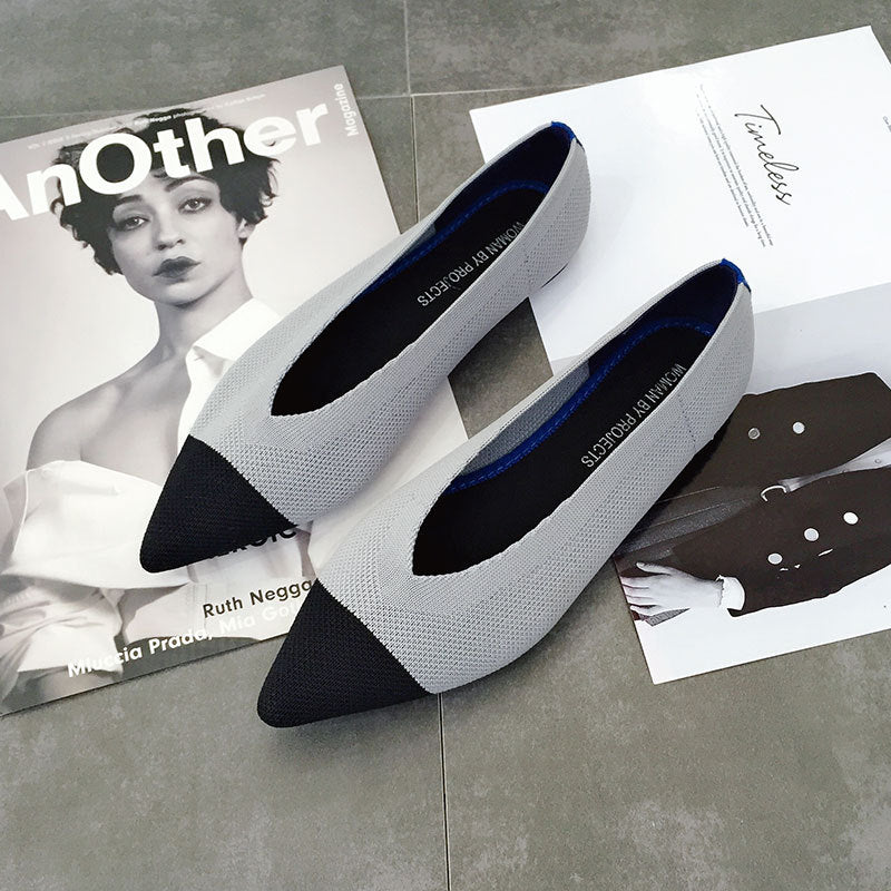 Sarah Express Pointed-Toe Cotton Slip-On Flat Shoes