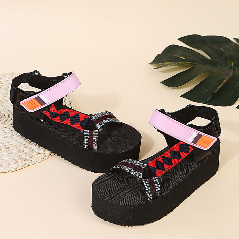 Sarah Express Platform Velcro Strap Sandals