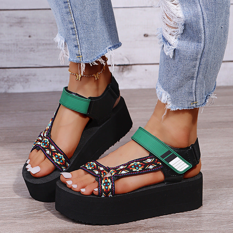 Sarah Express Platform Velcro Strap Sandals
