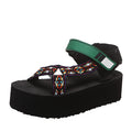 Sarah Express Platform Velcro Strap Sandals Green