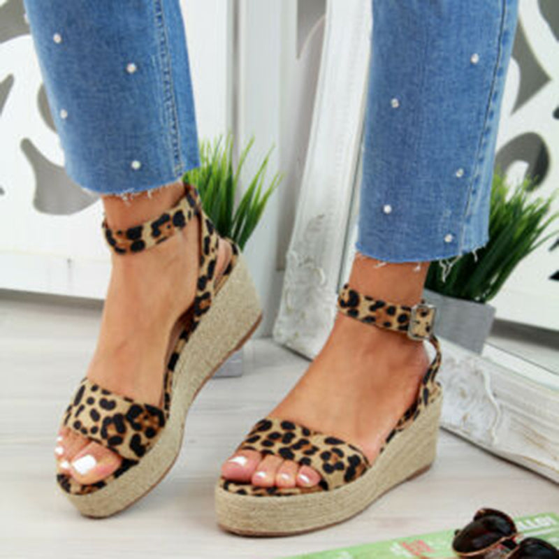 Sarah Express Women's Platform Wedge Ankle Strap Sandals